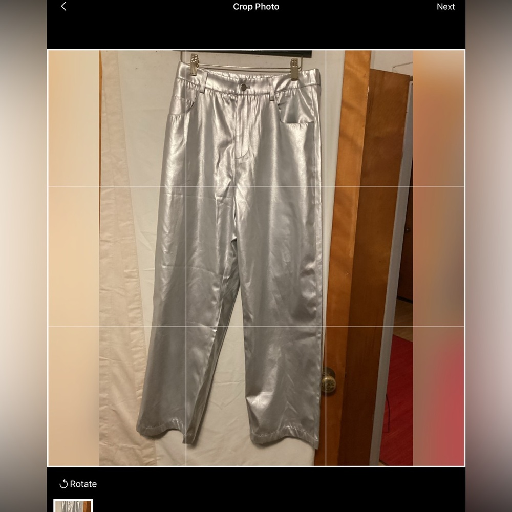 COMMENSE SILVER WIDE LEG PANTS SZ M NWT